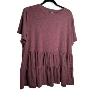 SHEIN Women's Maroon Tiered Short Sleeve Top